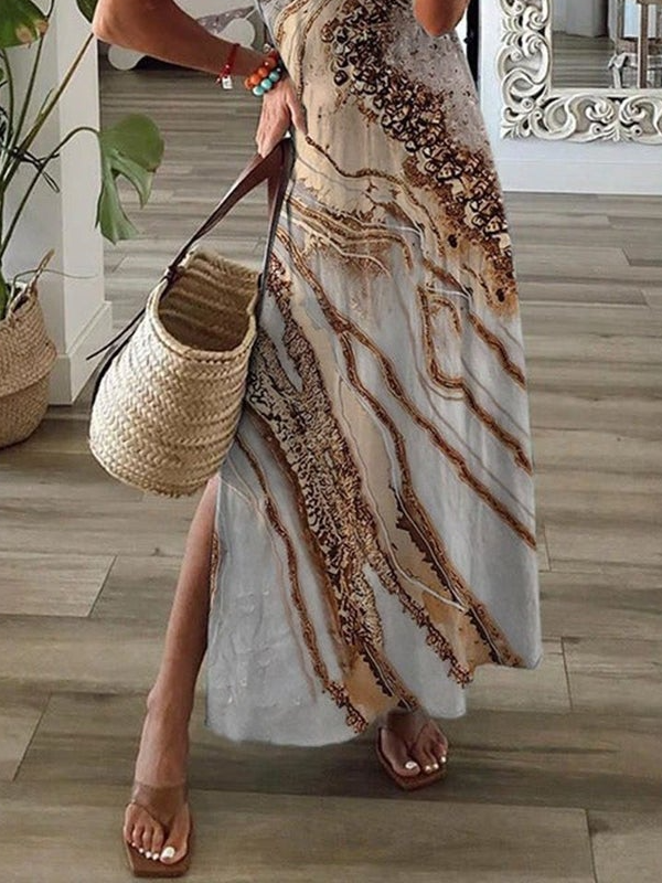 JFN V Neck Ombre Vacation Maxi Dress