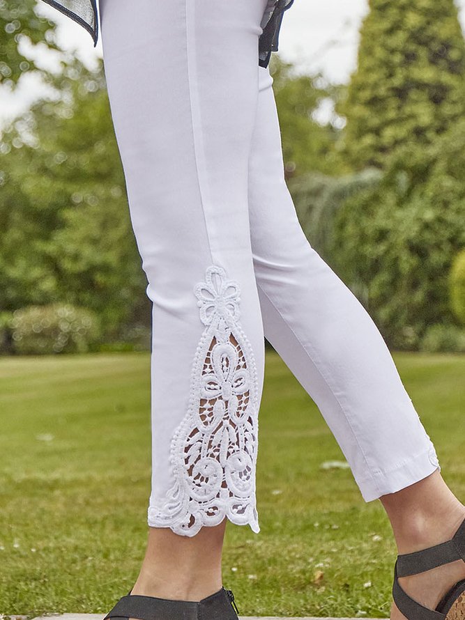 JFN Solid Basic Lace Casual Pants