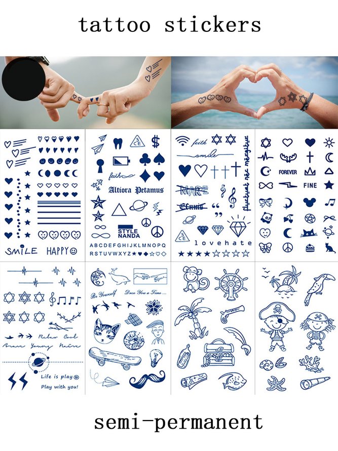 JFN  Men's and Women's Waterproof Letter Tattoo Stickers