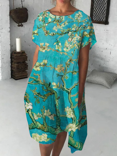 Casual  Floral (Vincent Van Gogh) Short sleeve women Dress