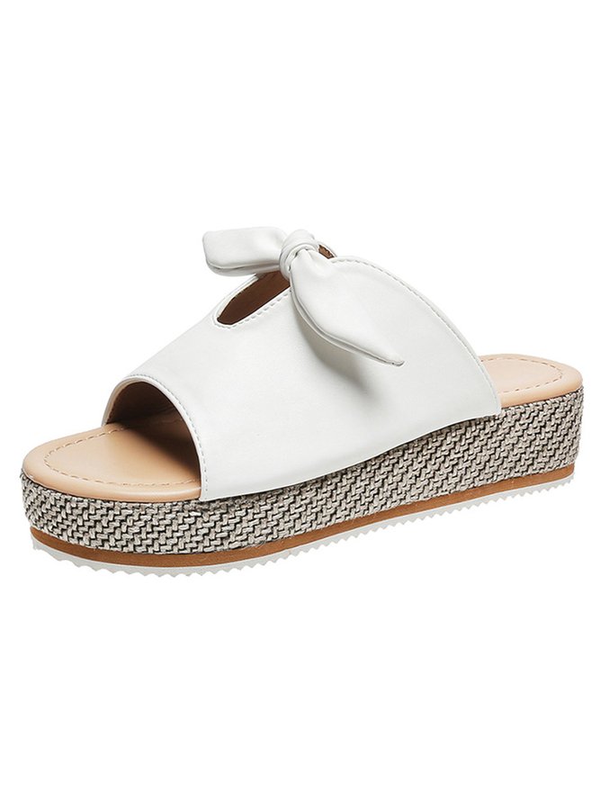 Bow Straw Platform Slides | justfashionnow