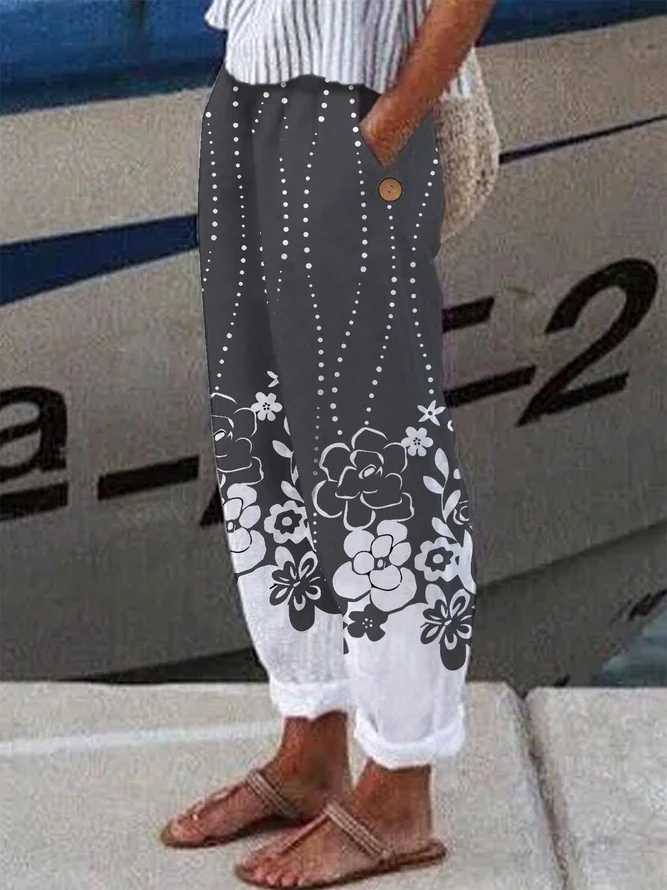 JFN Floral Pocketed Casual Pants