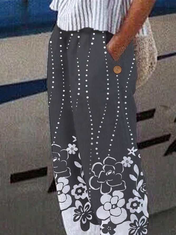 JFN Floral Pocketed Casual Pants