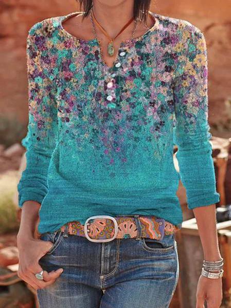 JFN Round Neck Floral Vacation T-Shirt/Tee