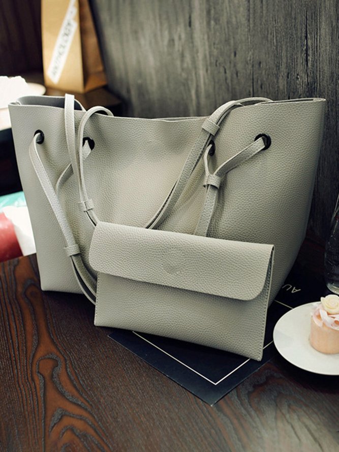 JFN Simple Plain  Handbag Two Pieces  Women's   Shopping Bag Handbag