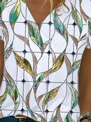Casual V Neck Short Sleeve Top