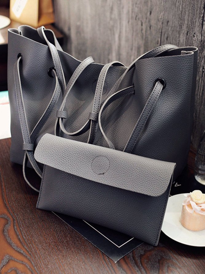 JFN Simple Plain  Handbag Two Pieces  Women's   Shopping Bag Handbag