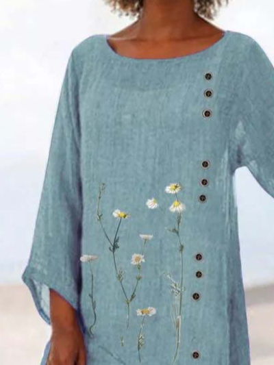 JFN Round Neck Floral Casual Tunic Tops