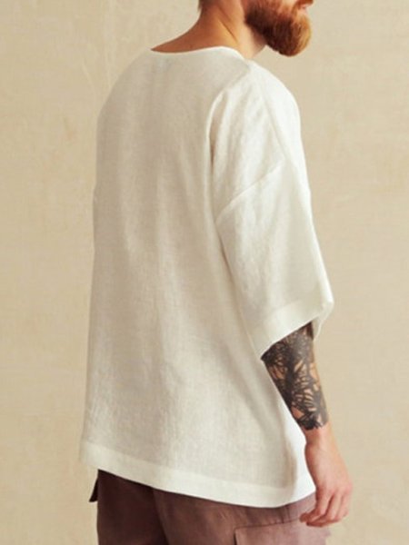 Men's Solid Color Comfortable Cotton Linen Shirt