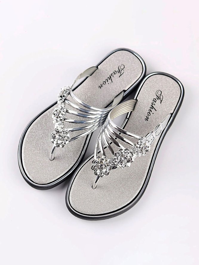 JFN Women's Diamond Flat Thong Sandals