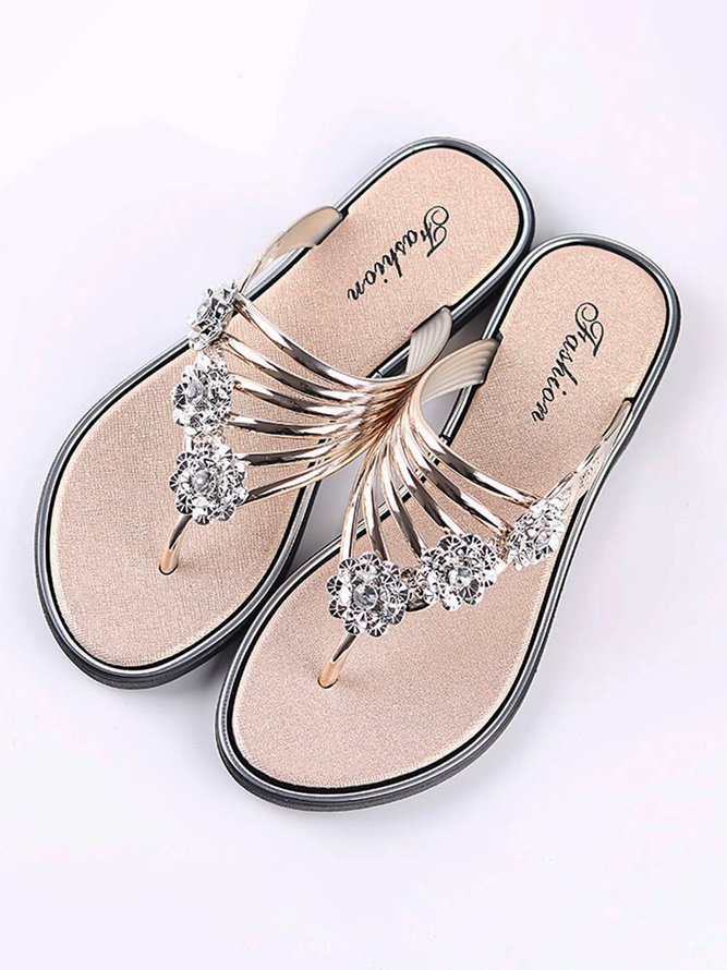 JFN Women's Diamond Flat Thong Sandals