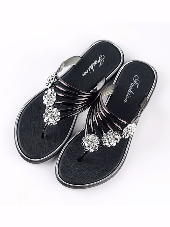 JFN Women's Diamond Flat Thong Sandals