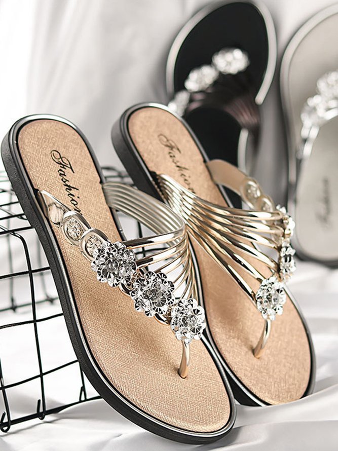 JFN Women's Diamond Flat Thong Sandals