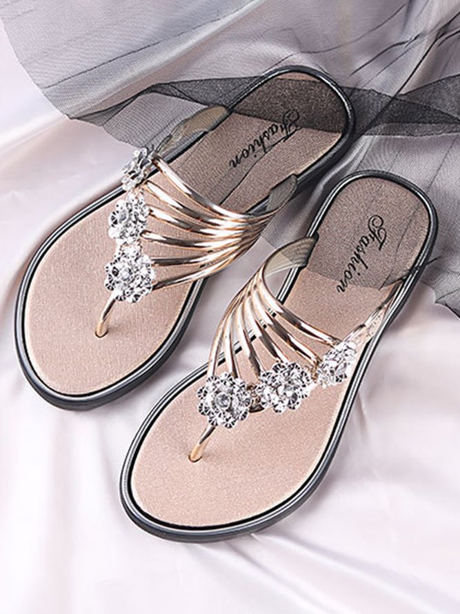 JFN Women's Diamond Flat Thong Sandals
