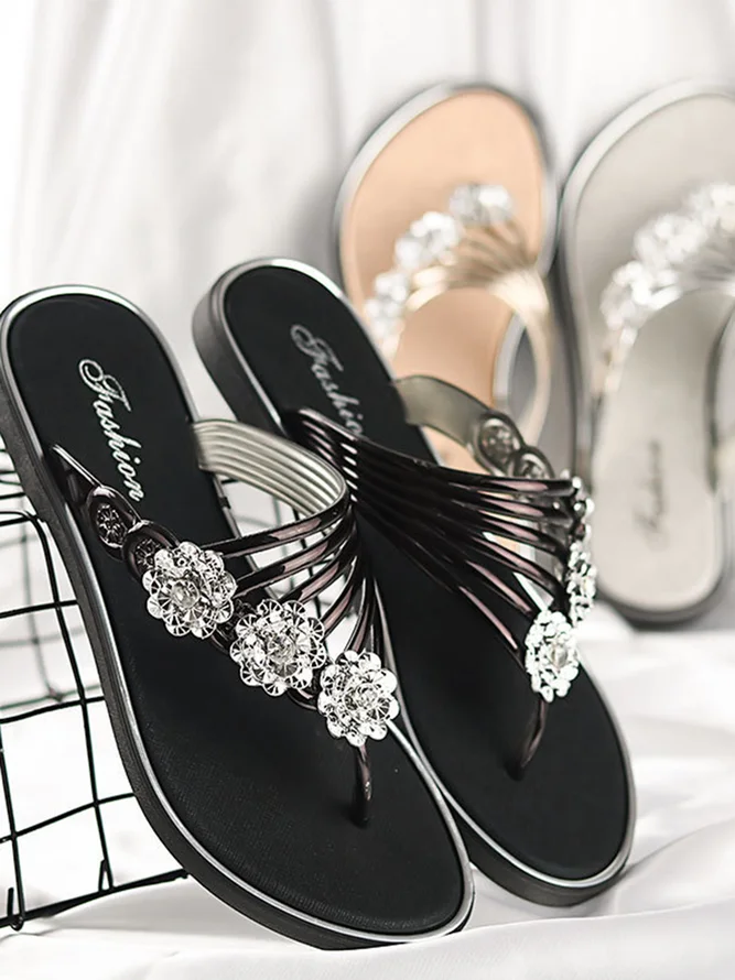 JFN Women's Diamond Flat Thong Sandals