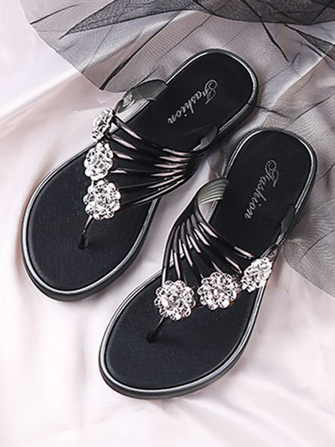 JFN Women's Diamond Flat Thong Sandals