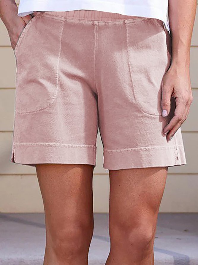 JFN Solid Pocketed Casual Shorts