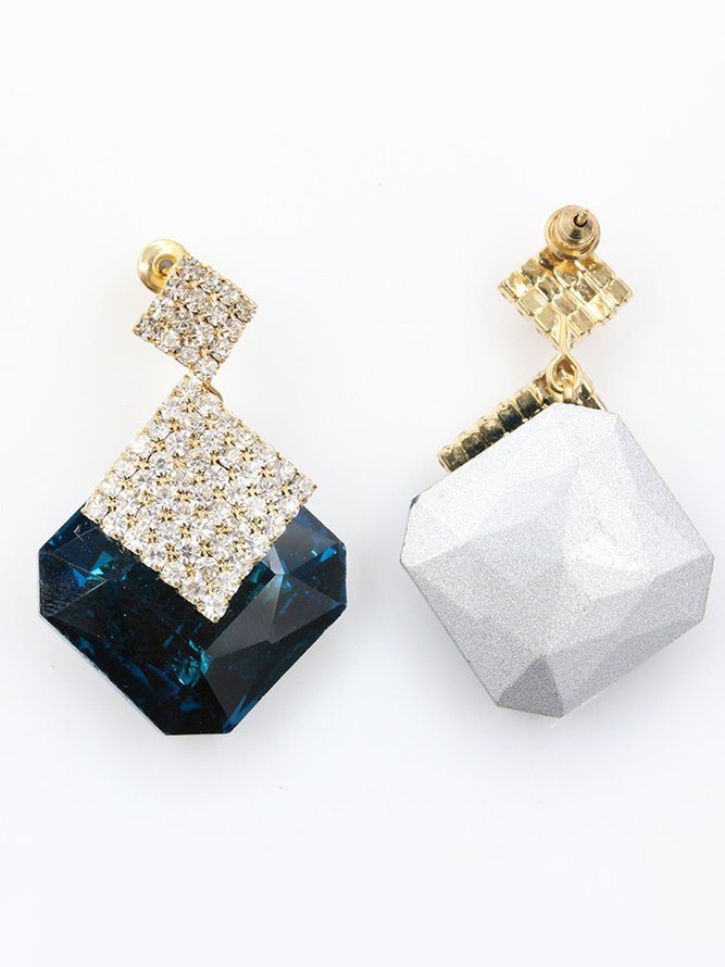 JFN  Full Diamond Geometric Gemstone Earrings