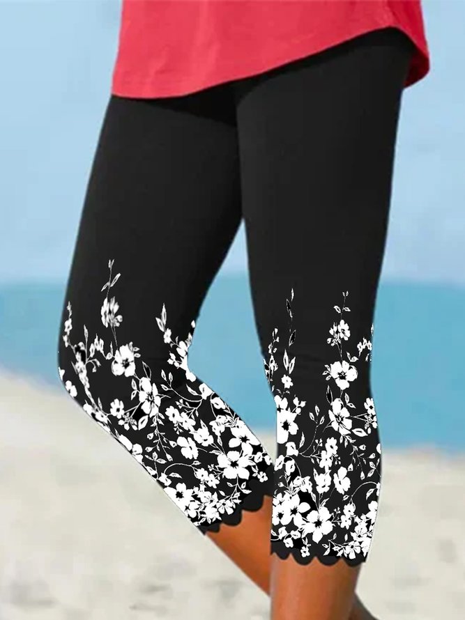 JFN Floral Casual Capris Leggings