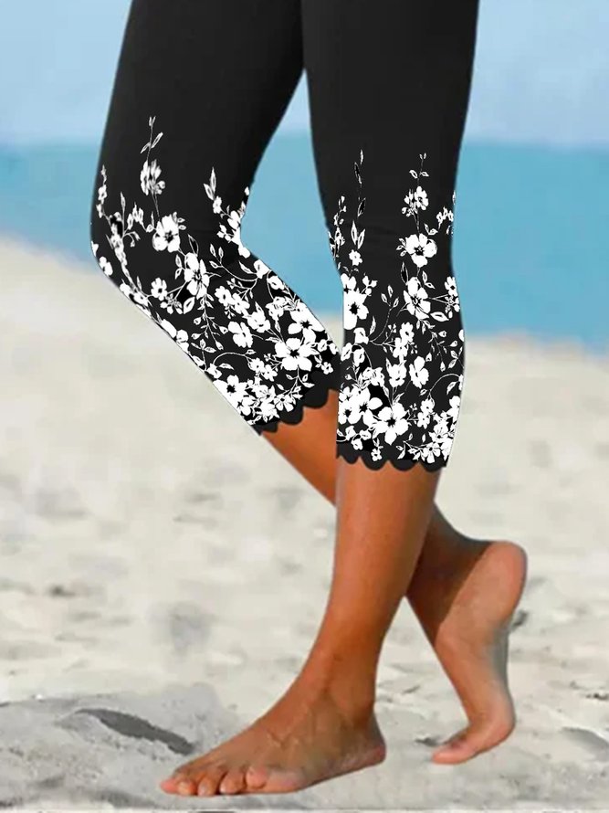 JFN Floral Casual Capris Leggings