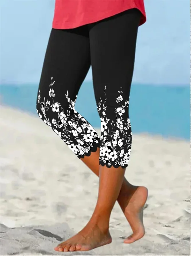 JFN Floral Casual Capris Leggings