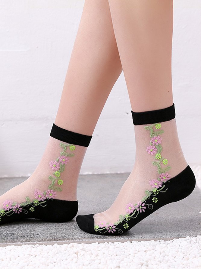 JFN Spring/Summer Floral Wisteria Vine Mid Tube Women's Socks