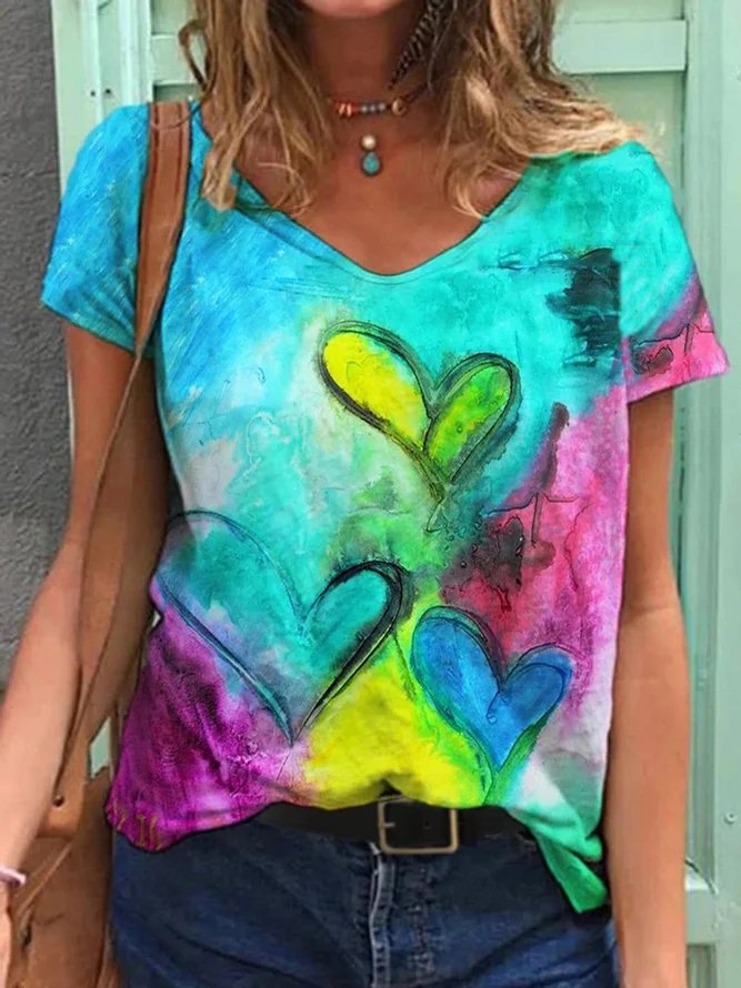 Love Print Casual Short Sleeve T-shirt