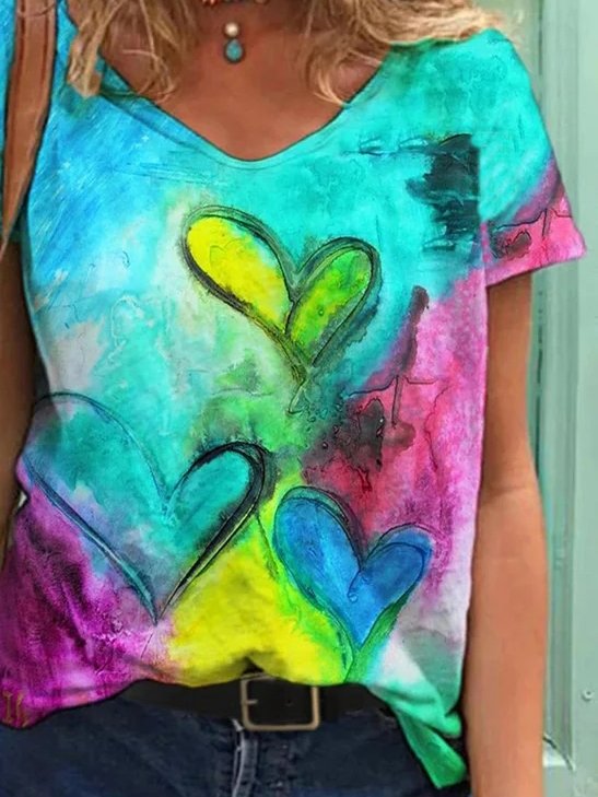 Love Print Casual Short Sleeve T-shirt