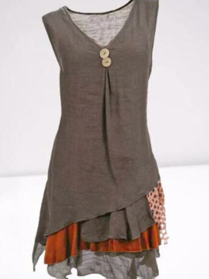 JFN V Neck Solid Casual Mini Dress 