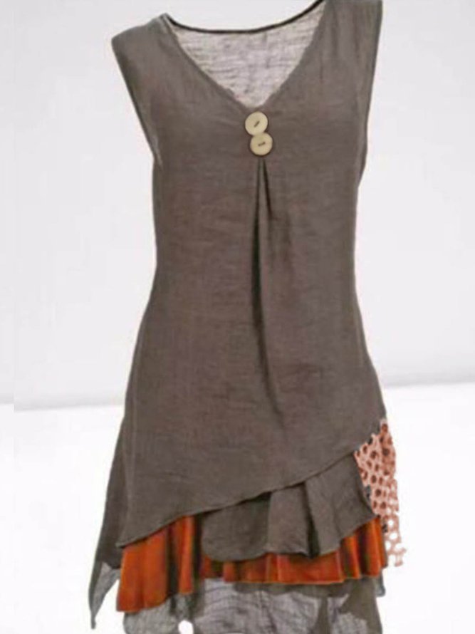 JFN V Neck Solid Casual Mini Dress 
