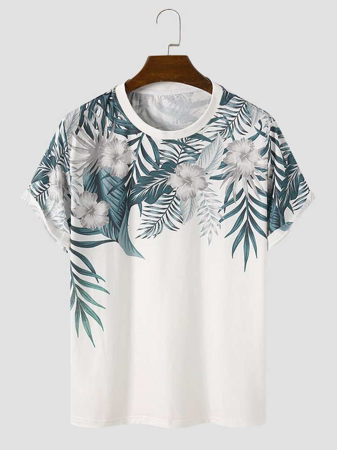 Men's Hawaiian Botanical Floral Short Sleeve T-Shirt