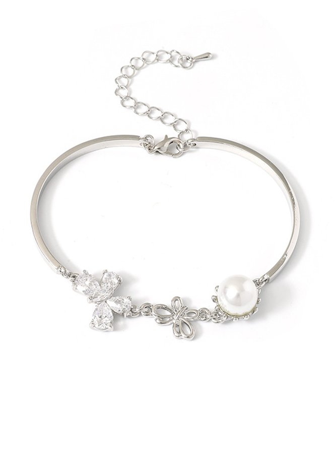 JFN Simple Pearl and Diamond Bracelet