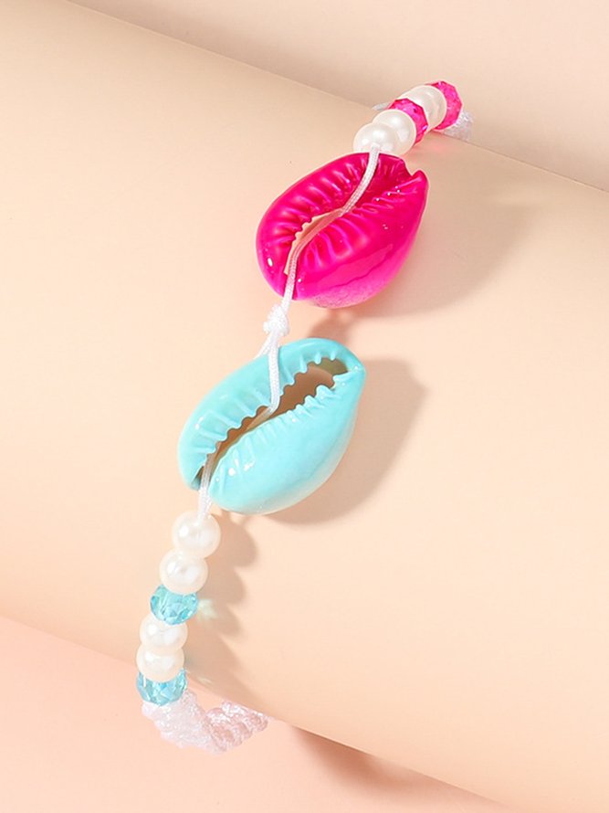 JFN  Beach Casual Vacation Style Colorful Shell Braided Bracelet Dresses Jewelry