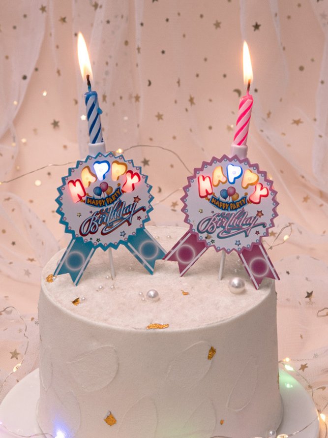 JFN  Badge Shape Singing and Glowing Birthday Candles
