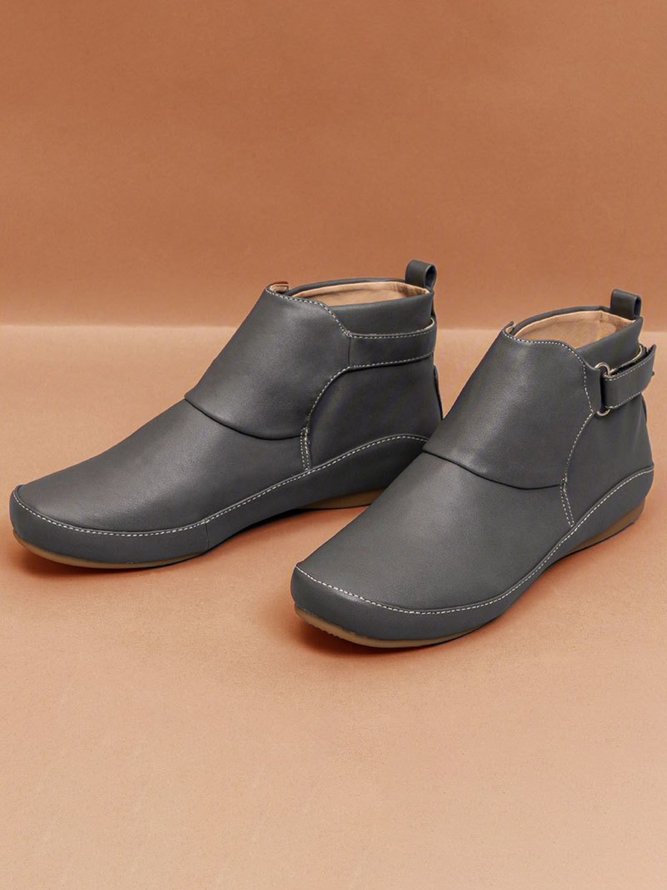 Women'S NonSlip Ankle Boots Round Toe Low Wedge Heel Cowboy Boots