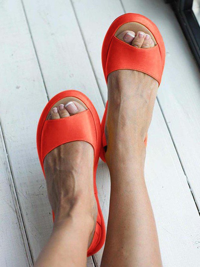 JFN  Women's Fashion Footbed Peep Toe Slip On Sandals
