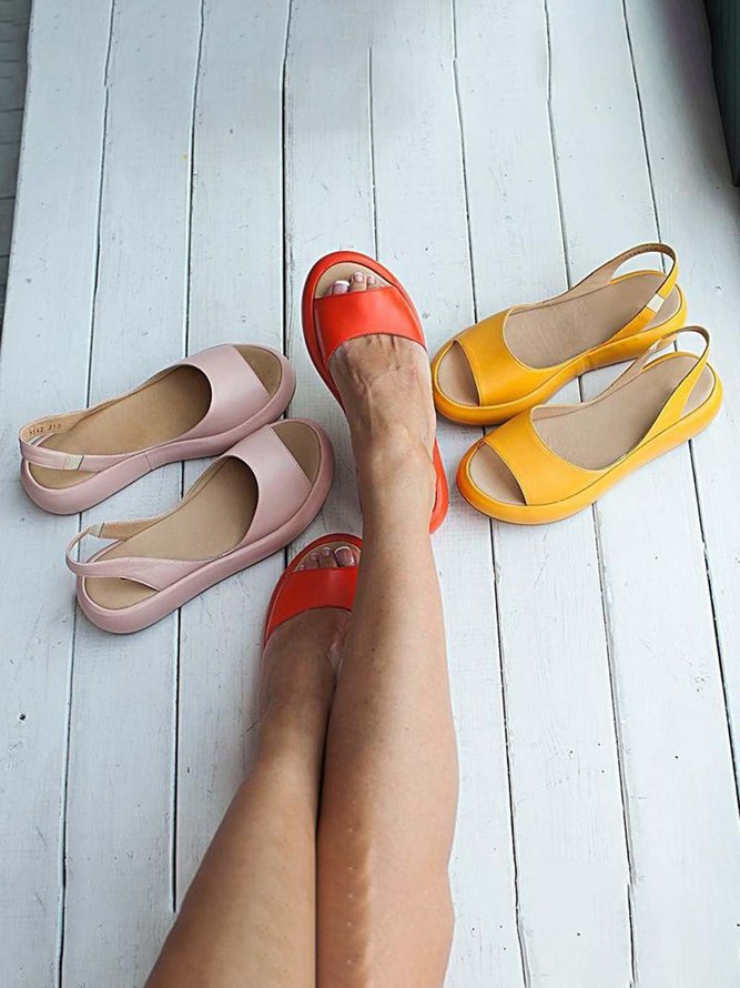 JFN  Women's Fashion Footbed Peep Toe Slip On Sandals