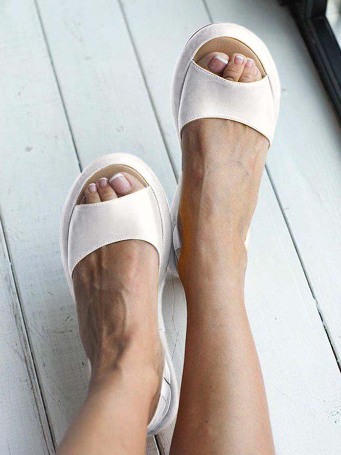 JFN  Women's Fashion Footbed Peep Toe Slip On Sandals