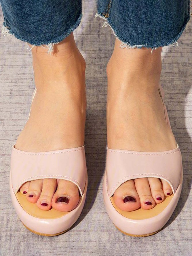 JFN  Women's Fashion Footbed Peep Toe Slip On Sandals