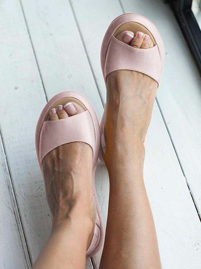 JFN  Women's Fashion Footbed Peep Toe Slip On Sandals