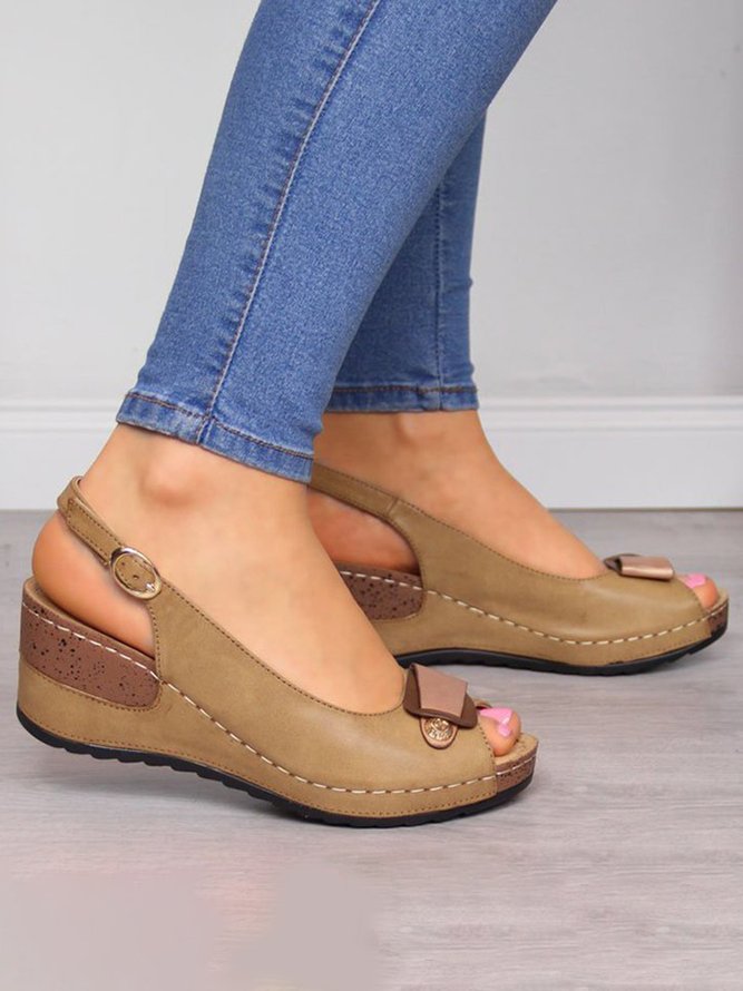 JFN  Women's Casual Wedge Heel Peep Toe Sandals