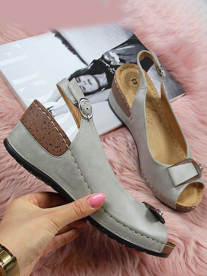JFN  Women's Casual Wedge Heel Peep Toe Sandals