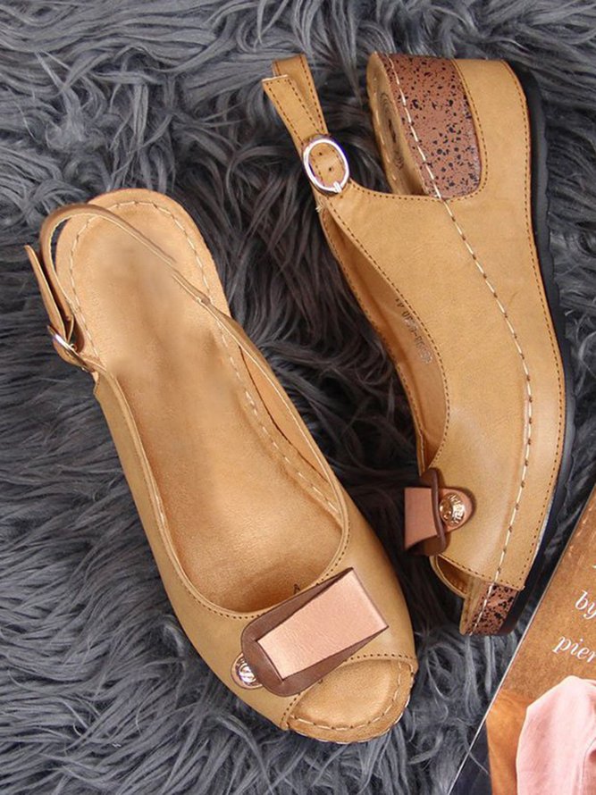 JFN  Women's Casual Wedge Heel Peep Toe Sandals