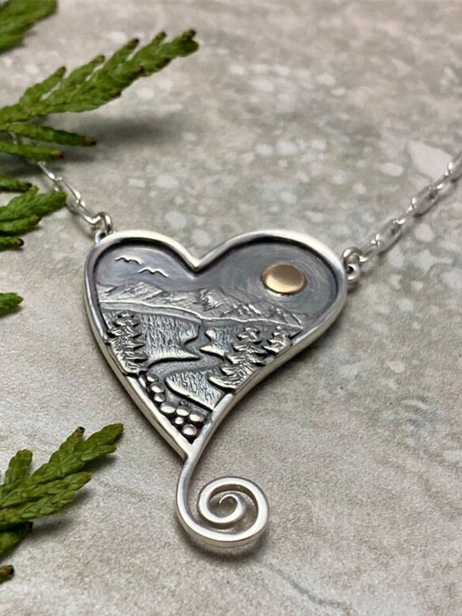 JFN Vintage Engraved Heart Necklace