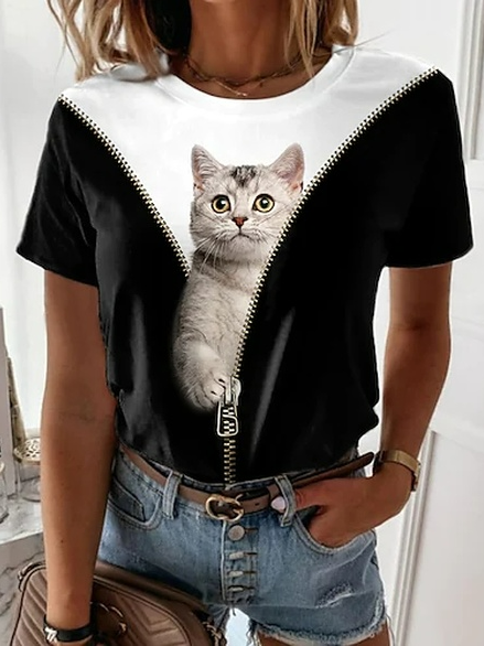 Casual  Animal Short Sleeve T-Shirt