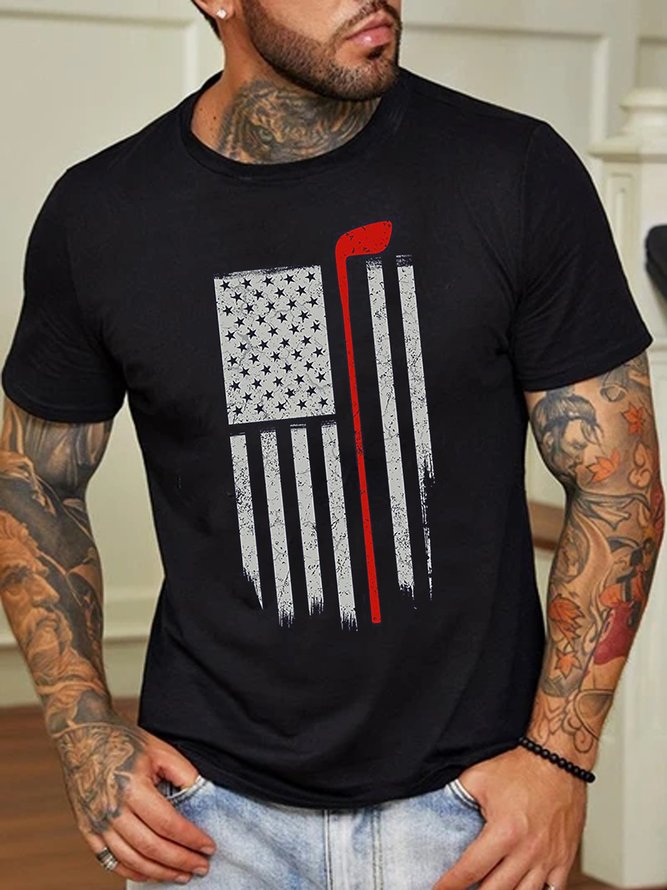 Men's American Flag Print Short Sleeve Tee
