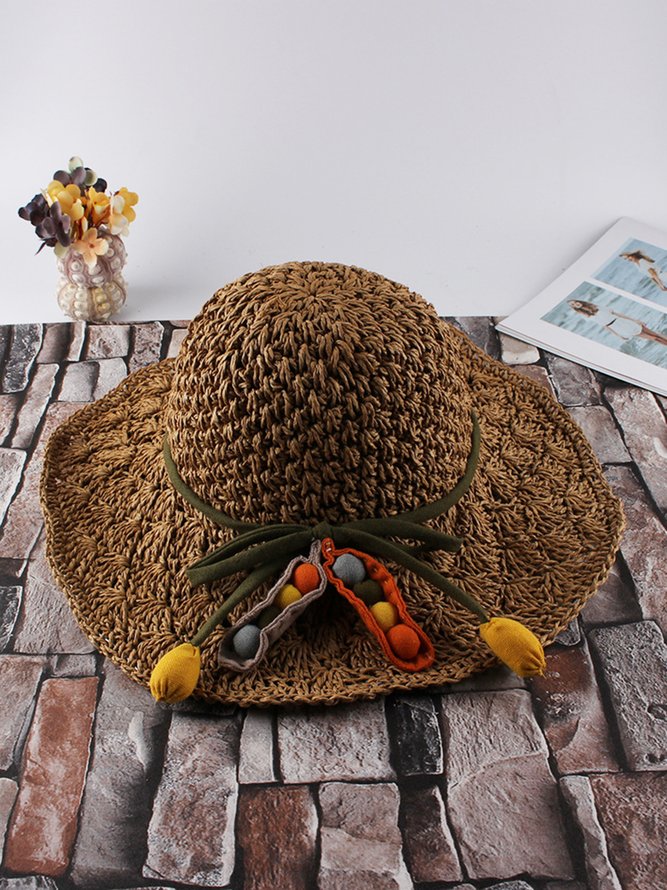 JFN Beach Resort Style Foldable Braided Sunscreen Straw Hat