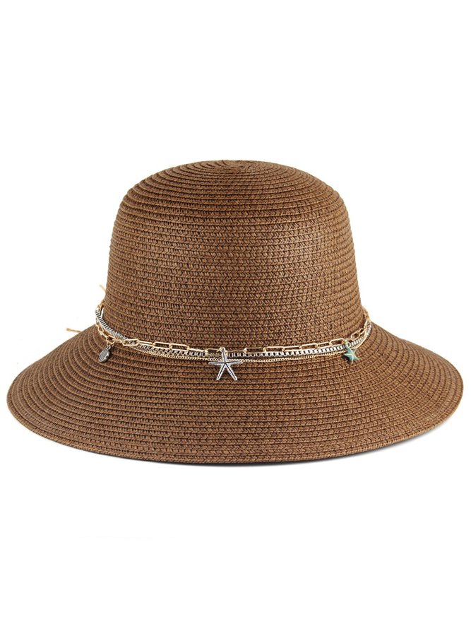 JFN Beach Vacation Style Foldable Sunscreen Straw Hat