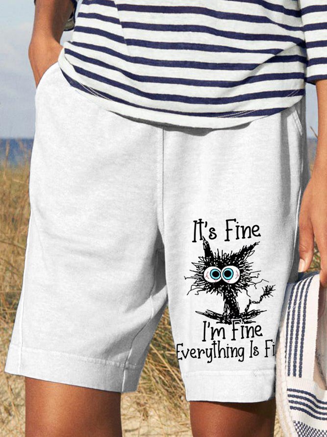 Loosen Cotton Blends Casual Interesting Cartoon Shorts