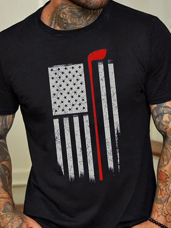 Men's American Flag Print Short Sleeve Tee